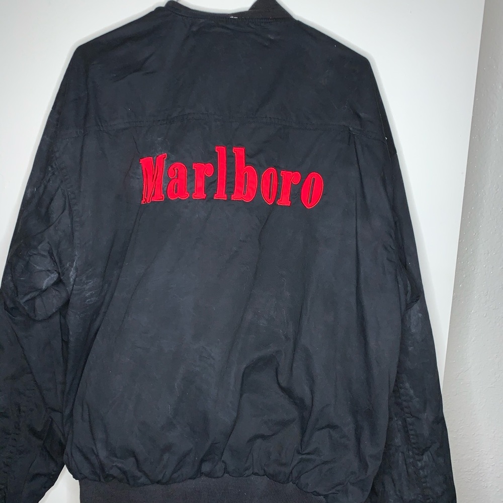 Marlboro Black Bomber Jacket with Red Back Logo